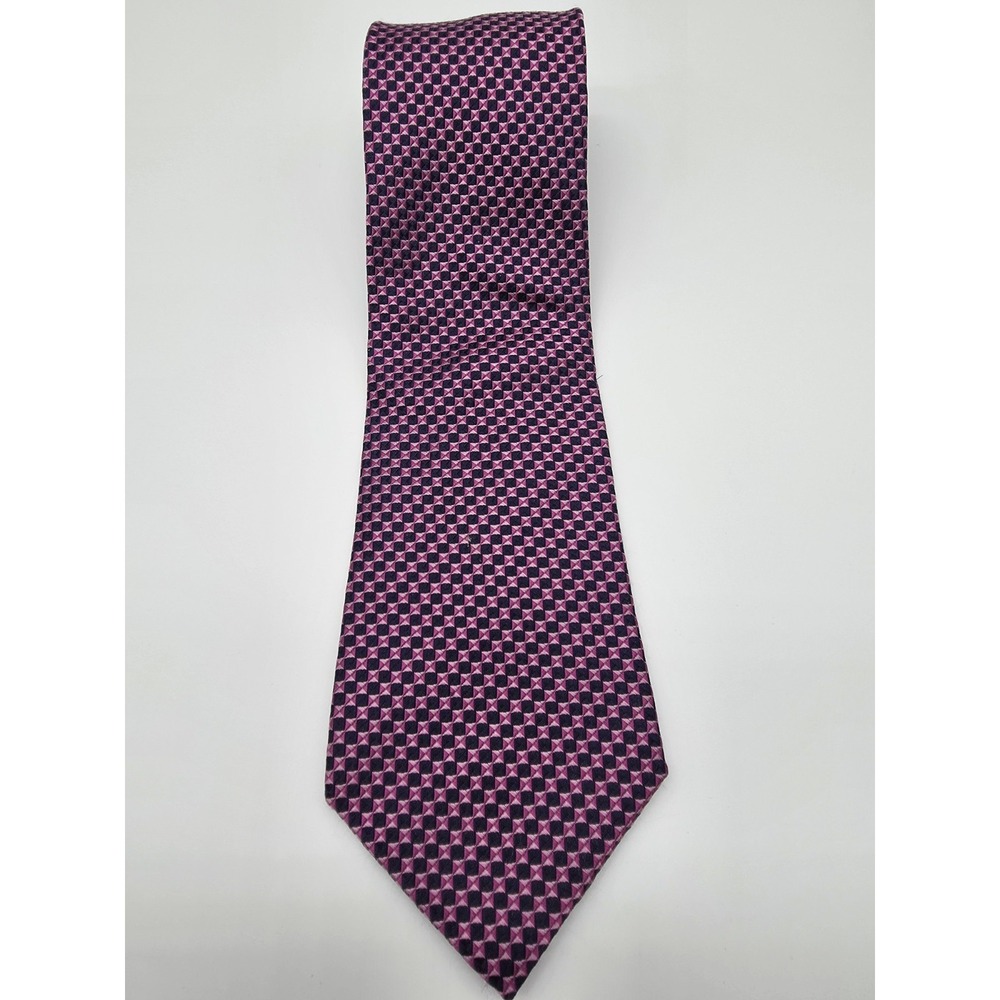 Vintage‎ Tommy Hilfiger 100% Silk Geometric Pink Purple Blue Tie 60" x 3.5"